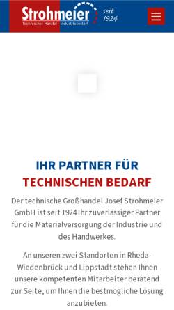 Vorschau der mobilen Webseite www.strohmeiergmbh.de, Strohmeier Arbeitsschutz GmbH