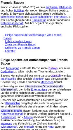 Vorschau der mobilen Webseite www.philolex.de, Francis Bacon im Philolex von Peter Möller