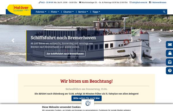 Vorschau von www.hal-oever.de, Hal över Schreiber Reederei