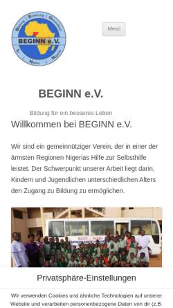 Vorschau der mobilen Webseite www.beginn-ev.de, Beginn e.V.