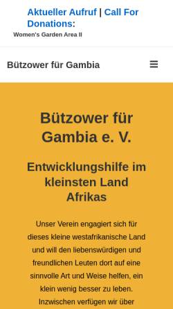 Vorschau der mobilen Webseite www.buetzower-fuer-gambia.de, Buetzower-fuer-Gambia e.V.