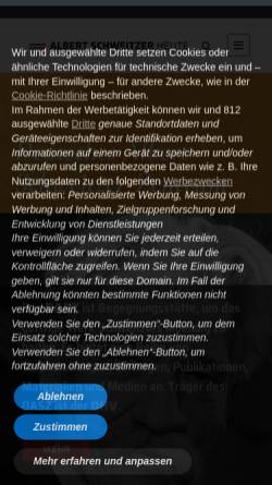 Vorschau der mobilen Webseite www.albert-schweitzer-zentrum.de, Deutsches Albert-Schweitzer-Zentrum