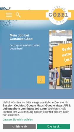 Vorschau der mobilen Webseite www.getraenke-goebel.de, Getränke Göbel GmbH