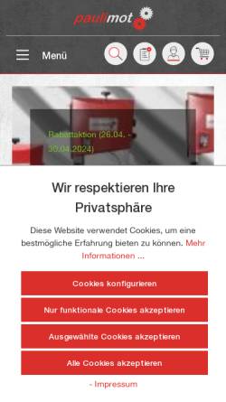 Vorschau der mobilen Webseite www.paulitschek.de, Paulitschek Motorgeräte Vertriebsgesellschaft mbH