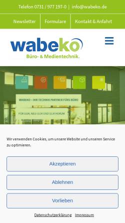 Vorschau der mobilen Webseite www.wabeko.de, Wabeko.de