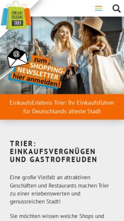 Vorschau der mobilen Webseite www.einkaufserlebnis-trier.de, Einkaufserlebnis Trier