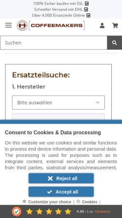 Vorschau der mobilen Webseite www.coffeemakers.de, Coffeemakers.de