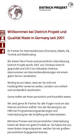Vorschau der mobilen Webseite www.dietrichprojekt.de, Dietrich Projekt