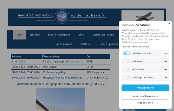 Vorschau von www.edfr.de, Aeroclub Rothenburg ob der Tauber