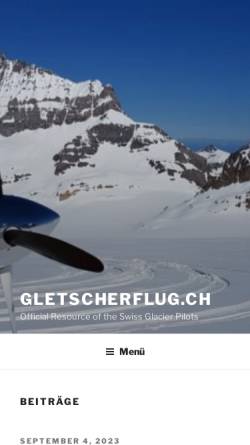 Vorschau der mobilen Webseite www.gletscherflug.ch, Gletscher Fliegen