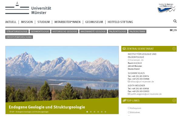 Vorschau von www.uni-muenster.de, Geologisch-Paläontologisches Institut der Universität Münster