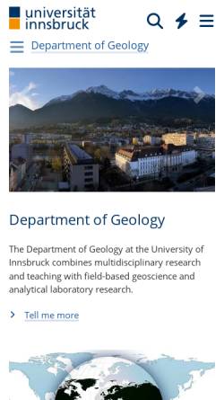 Vorschau der mobilen Webseite www.uibk.ac.at, Institut für Geologie und Paläntologie der Universität Innsbruck