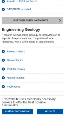 Vorschau der mobilen Webseite www.lih.rwth-aachen.de, Lehrstuhl für Ingenieurgeologie und Hydrogeologie der RWTH Aachen