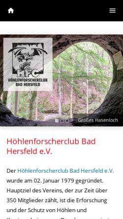 Vorschau der mobilen Webseite www.hfc-hersfeld.de, Höhlen