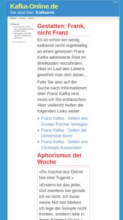 Vorschau der mobilen Webseite www.kafka-online.de, Kafka-Online