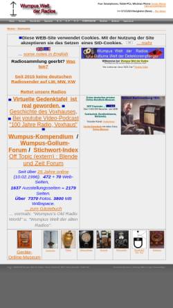 Vorschau der mobilen Webseite www.welt-der-alten-radios.de, Wumpus Welt der alten Radios