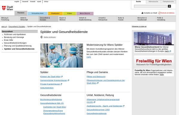 Vorschau von www.magwien.gv.at, Krankenhäuser der Stadt Wien