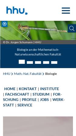 Vorschau der mobilen Webseite www.biologie.uni-duesseldorf.de, Biologie der Heinrich-Heine-Universität Düsseldorf