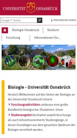 Vorschau der mobilen Webseite www.biologie.uni-osnabrueck.de, Fachberich Biologie der Universität Osnabrück (Deutschland)