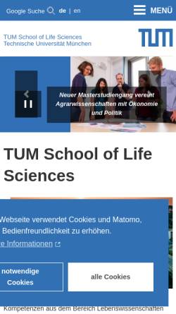 Vorschau der mobilen Webseite www.wzw.tum.de, Institut für Mikrobiologie am Forschungzentrum für Milch und Lebensmittel Weihenstephan