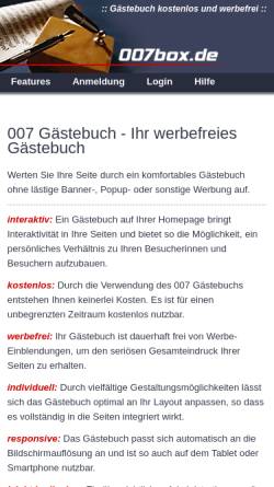 Vorschau der mobilen Webseite gaestebuch.007box.de, 007box.de
