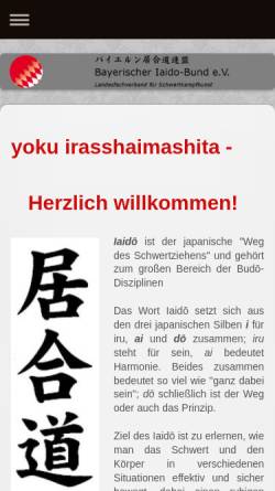 Vorschau der mobilen Webseite www.bayerischer-iaido-bund.de, Bayerischer Iaido-Bund e.V.