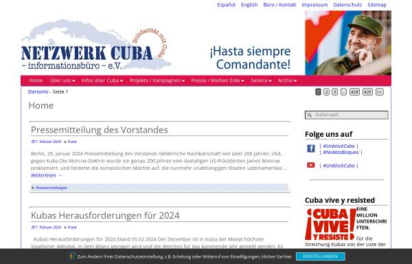 Vorschau von www.netzwerk-cuba.de, Netzwerk Cuba - Informationsbüro - e.V.