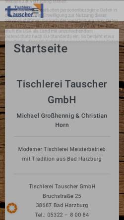 Vorschau der mobilen Webseite tischlerei-tauscher.de, Tischlerei Tauscher GbR