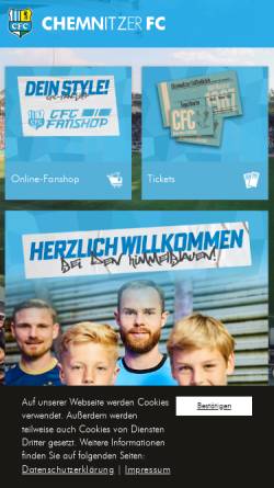 Vorschau der mobilen Webseite www.chemnitzerfc.de, Chemnitzer FC