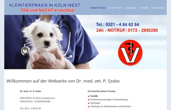 Vorschau von www.tieraerzte-koeln-west.de, Dr. med. vet. P. Szabo, Tierarztpraxis