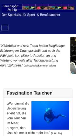 Vorschau der mobilen Webseite www.tauchsportadria.at, Action Diving Austria und Tauchsport Adria