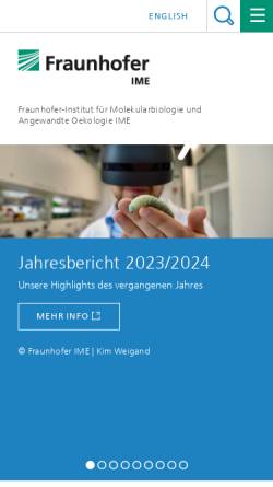 Vorschau der mobilen Webseite www.ime.fraunhofer.de, Fraunhofer Institut für Molekularbiologie und Angewandte Ökologie