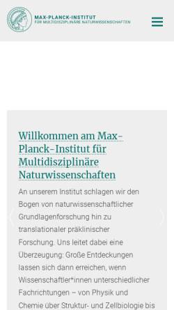 Vorschau der mobilen Webseite www.mpibpc.mpg.de, Max-Planck-Institut für biophysikalische Chemie