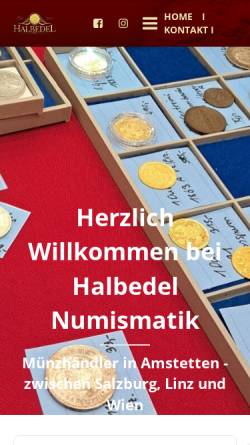 Vorschau der mobilen Webseite numismatik.at, Halbedel Münzen und Medaillen Handelsgesellschaft mbH