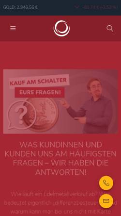Vorschau der mobilen Webseite www.mp-edelmetalle.de, MP Edelmetalle GmbH