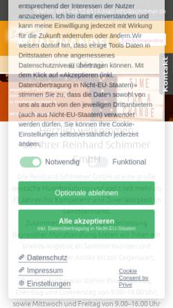 Vorschau der mobilen Webseite www.schimmer.de, Reinhard Schimmer GmbH