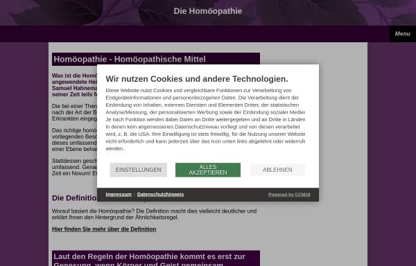 Vorschau von www.homoeopathie-homoeopathisch.de, Homöopathie - Ähnliches mit Ähnlichem heilen