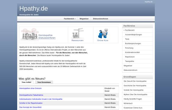 Vorschau von www.hpathy.de, Homöopathie für Jeden