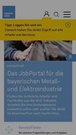 Vorschau der mobilen Webseite www.vbm.de, Verband der Bayerischen Metall- und Elektro-Industrie e.V.