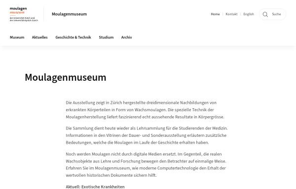 Vorschau von www.moulagen.uzh.ch, Moulagensammlung der Universität Zürich