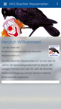 Vorschau der mobilen Webseite www.brachter-wasserratten.de, Kinderkarnevalsgesellschaft Brachter Wasserratten e.V.