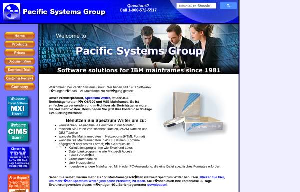 Vorschau von www.pacsys.com, Pacific Systems Group