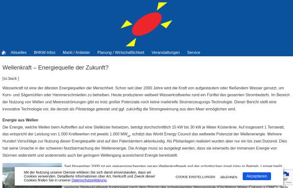 Vorschau von www.bhkw-infozentrum.de, Wellenkraft - Energiequelle der Zukunft?