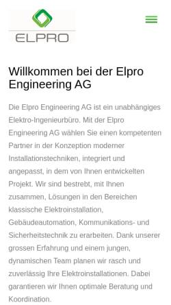 Vorschau der mobilen Webseite www.elproag.ch, Elpro Engineering AG