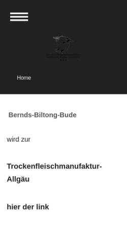 Vorschau der mobilen Webseite www.bernds-biltong-bude.de, Biltong - Bernd Rust