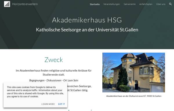 Vorschau von www.akademikerhaus.ch, Akademikerhaus St. Gallen/Schweiz
