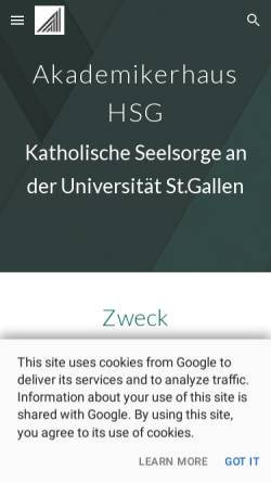 Vorschau der mobilen Webseite www.akademikerhaus.ch, Akademikerhaus St. Gallen/Schweiz
