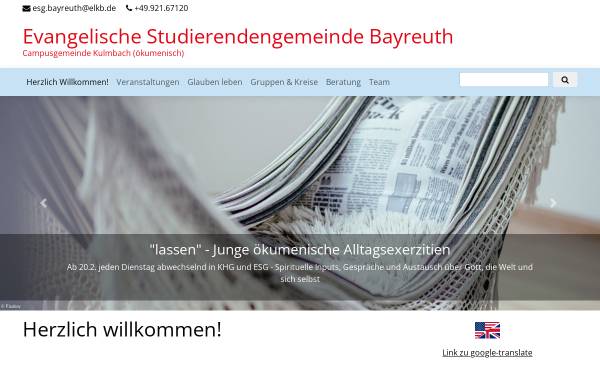 Vorschau von www.esg-bayreuth.de, Bayreuth - ESG