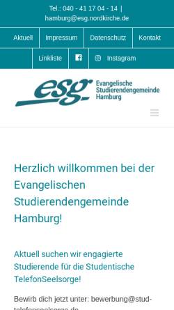 Vorschau der mobilen Webseite www.esg-hamburg.de, Hamburg Schlüterstraße - ESG
