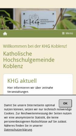 Vorschau der mobilen Webseite www.khg-koblenz.de, Koblenz - KHG
